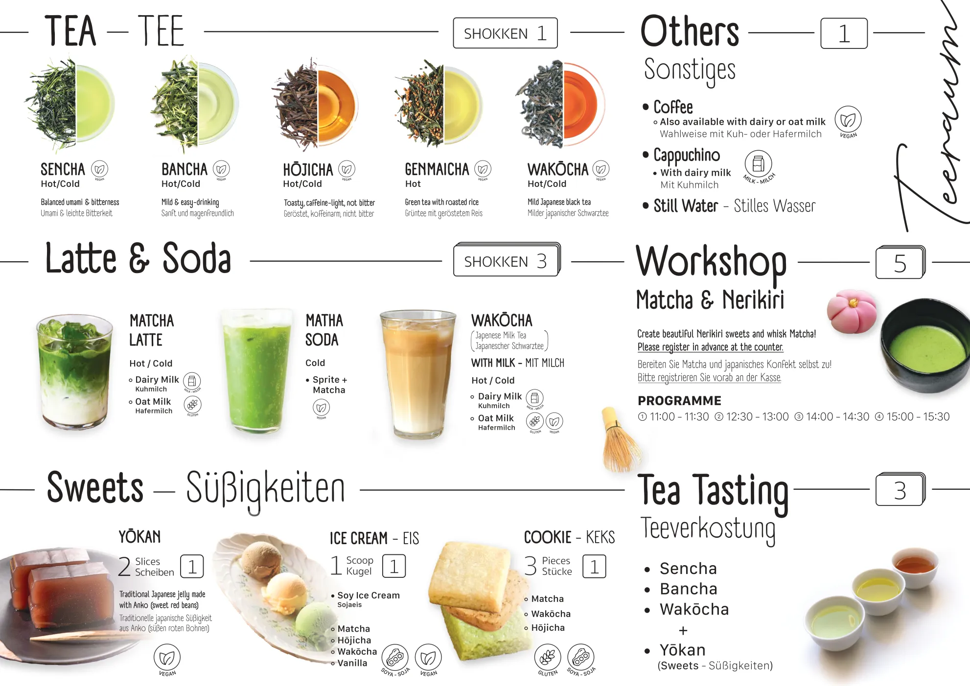 Teeraum Japanese Tea and Beverage Menu. Features traditional teas, matcha preparations, and cultural beverages.